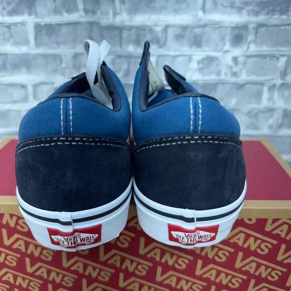 Vans Old Skool Navy Blue White Skate Shoes Suede Canvas Mens Size 9 New